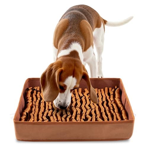 FunFurry Snuffle Mat for Dogs Dog Puzzle Mat Interactive Dog Toys for EnrichmentSniff Mats with NonSlip BackingSuitable for Breeds and Sizes of Dogs Brown 17 X 15