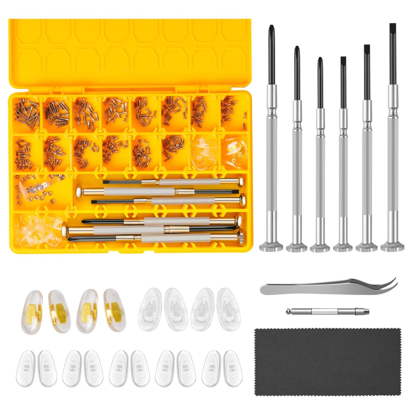 Magnetic Eyeglass Repair Kit Glasses Repair Kit with Eyeglass Screws Include Nose Pads Precision Screwdriver Tool Set and Tweezers for Eyeglasses Sunglasses Watch Clock Spectacle Repair