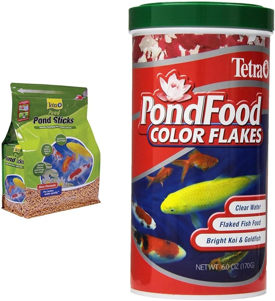 TetraPond Pond Sticks Pond Fish Food for Goldfish and Koi 172 Pounds Pond PondFood Color Flakes ColorEnhancing Flaked Fish Food for Small Ponds 6Ounce 77021