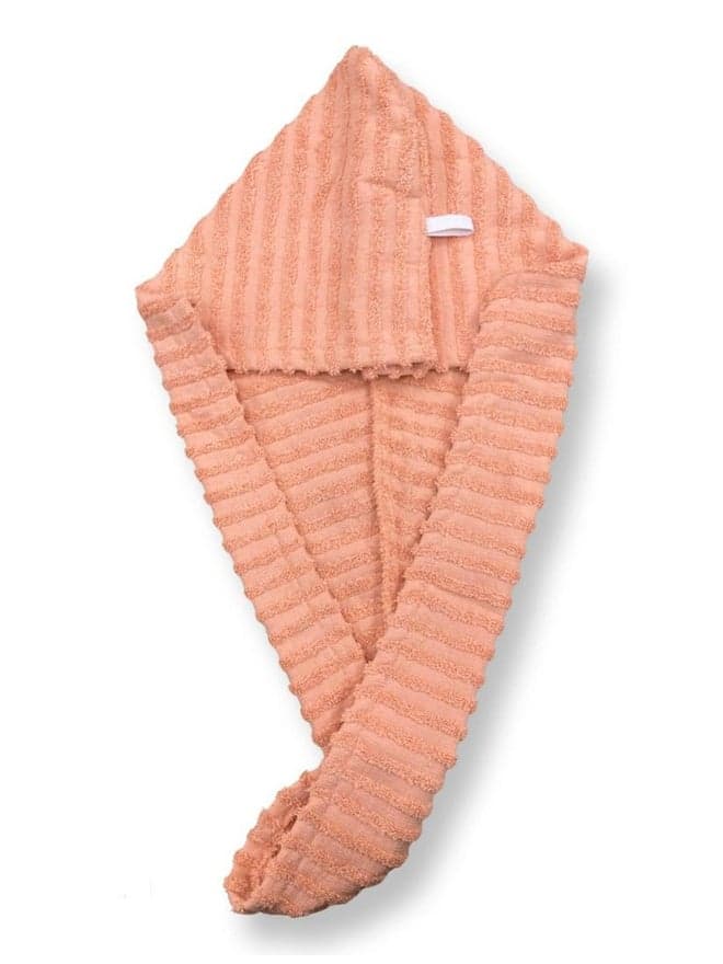 1CHASE Ribbed Cotton Hair Towel Wrap, Orange