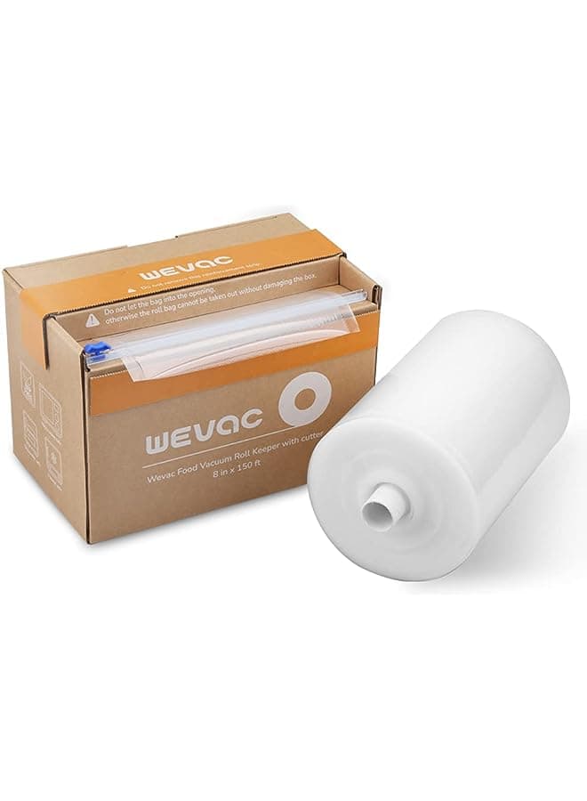 8” X 150’ Food Vacuum Seal Roll Keeper With Cutter, Ideal Vacuum Sealer Bags For Food Saver, Bpa Free, Commercial Grade, Great For Storage, Meal Prep And Sous Vide (8" X 150')