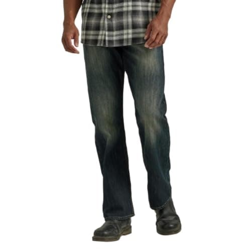 Wrangler Authentics Men's Relaxed Fit Boot Cut Jean, Blue/Black Stretch, 32W x 34L