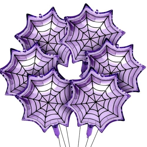 Soulchen 25 Spider Birthday Party Balloon Cartoon Characters Themed Party Decor Foil Large Spider Webs Balloons for Cartoon Carnival Theme Birthday Decorations 6 PackPurple