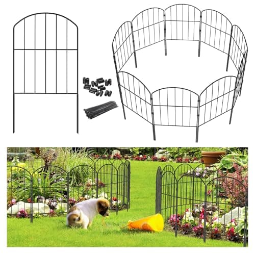 Goovilla Garden Fence, Total 20ft(L) x 24in(H) Garden Fencing Animal Barrier, 19 Pcs Rustproof Metal Fence Panels, Black No Dig Fence, Decorative Garden Fences and Borders for Dogs, Flower Bed, Patio