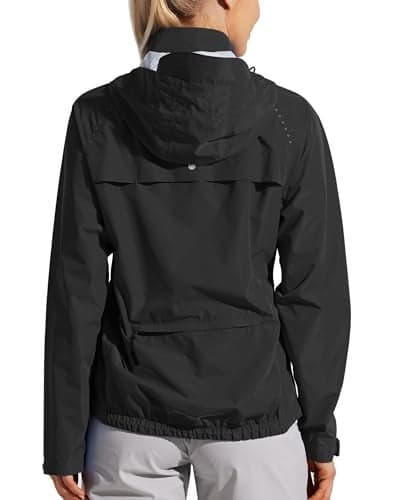 Willit Women's Cycling Running Jackets Rain Windproof Jackets Lightweight Windbreaker Bike Hiking Jacket Packable Hooded Black XXL