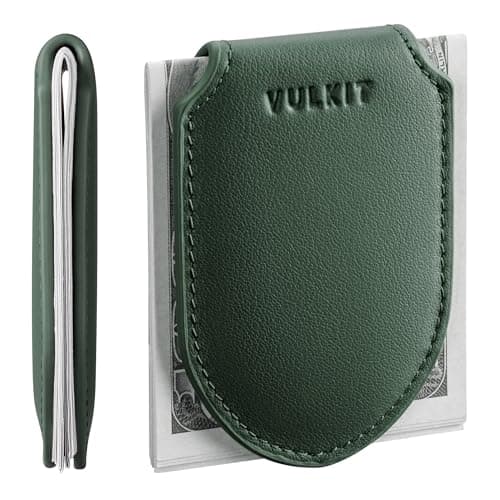 VULKIT Luxury Money Clip Genuine Leather Magnetic Closure Streamline Design Money Clip Wallet, Holds Up to 20 Bills