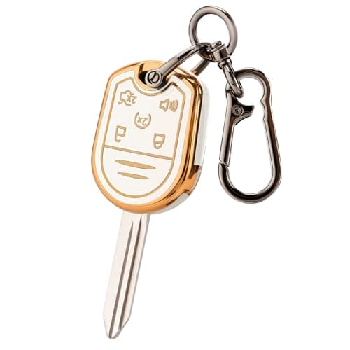 CHATYYD Key Fob Cover for Ford with Keychain,Soft TPU Car Key Cover Case for Ford Expedition Explorer Flex Taurus Lincoln MKX(White)