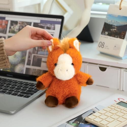 PEACH CAT Horse Stuffed Animal Cute Plushies Small Plush Toys Gifts for Kids Squeaky