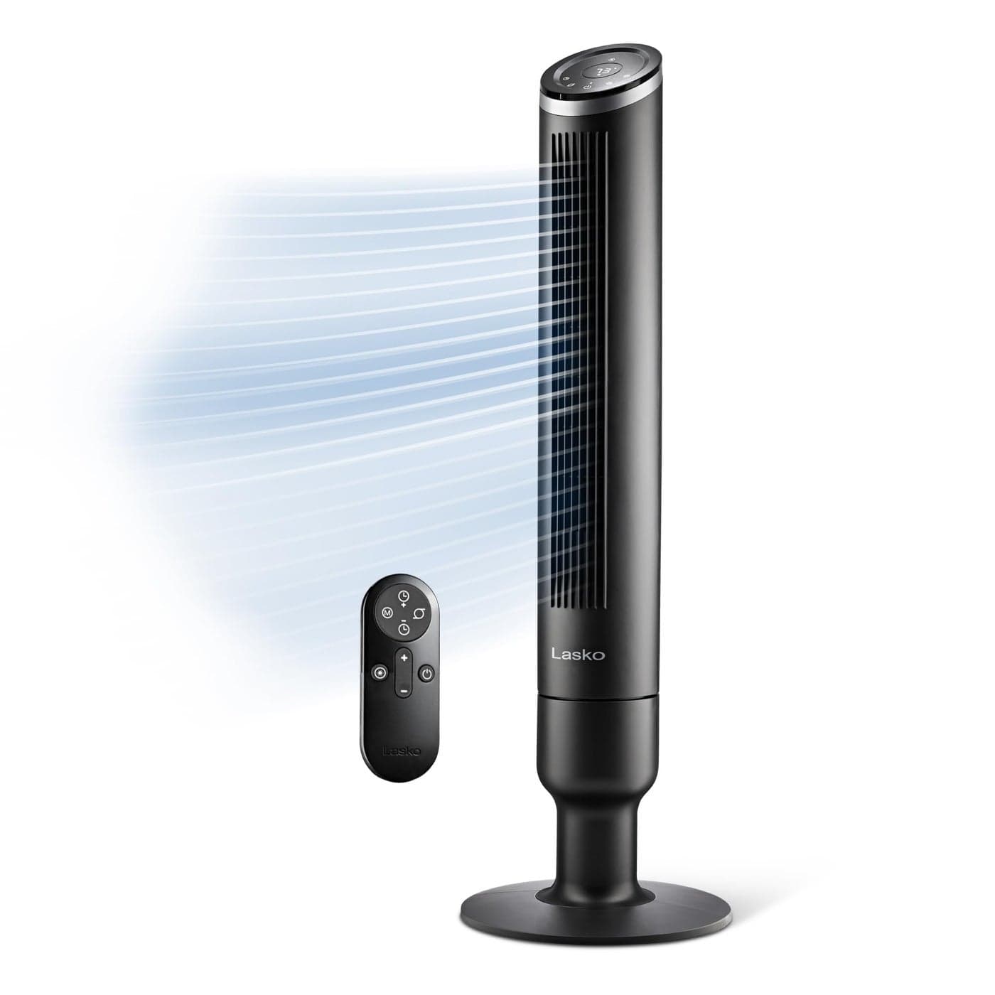 LASKO Apex Tower Fans Oscillating Quiet 42 29 fts Airflow 28 dB 90 Oscillation 12H Timer Air Filter for Hair Dust Remote Black Floor Fans for Home Bedroom RST200