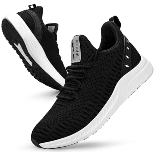 Feethit Women Tennis Running Shoes Walking Shoes Lightweight Casual Sneakers for Travel Gym Work Woman Waitress Nurse Black and White 75