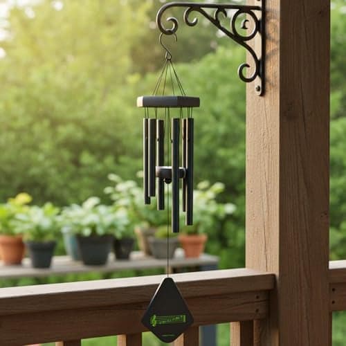 Hindcraft Wind Chimes for Balcony – Hanging Bells for Home Décor, Living Room, Bedroom, and Hall | Positive Energy Room Decoration Items, Home Décor Gifts for Women, and Housewarming Gifts, Black