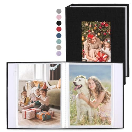 vivinin 2 Pack Photo Album 4x6, Linen Cover Photo Book, Small Photo Album Book for 36 Pockets Hold 72 Pictures, Picture Book for Photos Family Anniversaries Baby Vacations(Black)