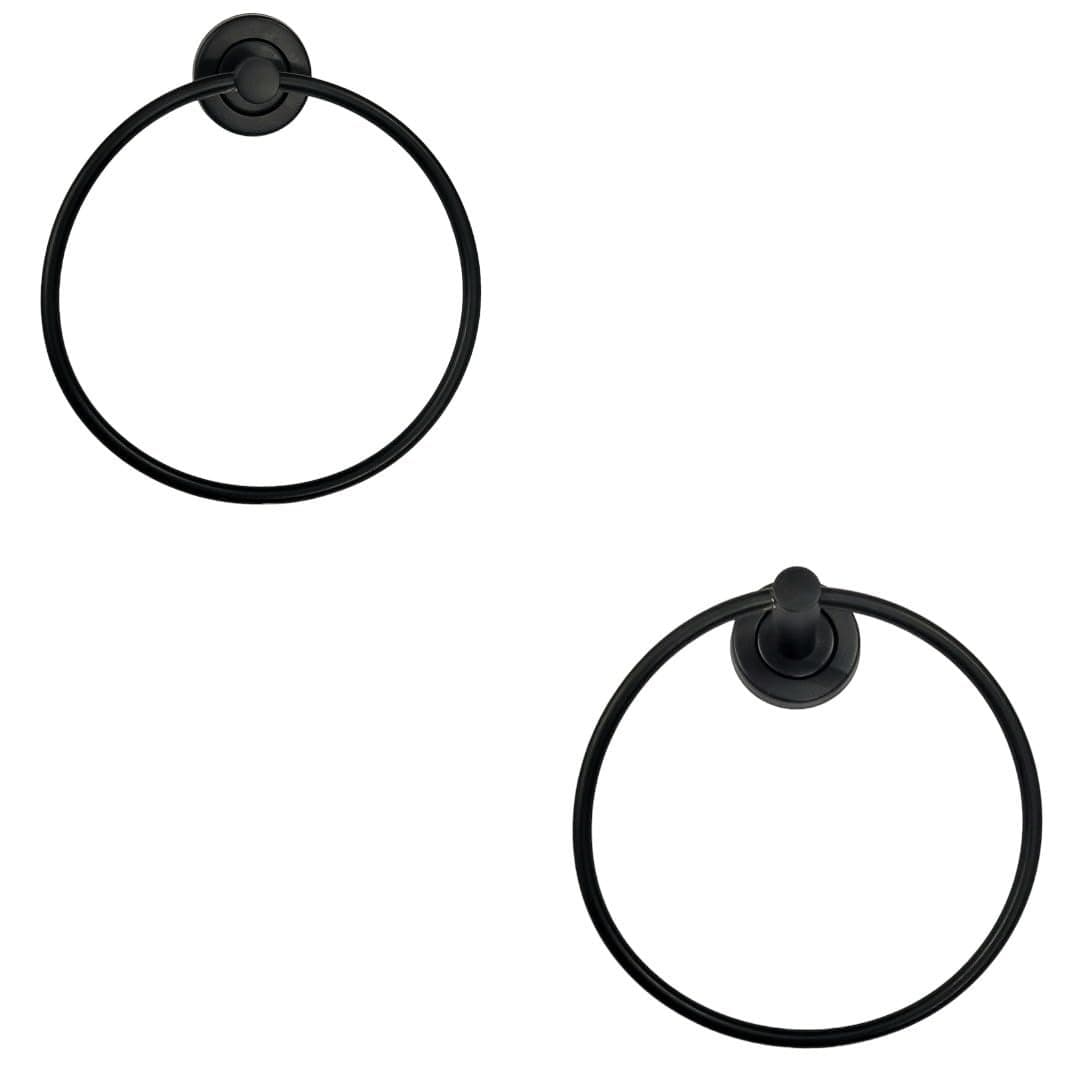 Proniks Stainless Steel Towel Rack for BathroomNapkin HolderNapkin Hanger Ovel Towel Ring Matt Black Pack of 2