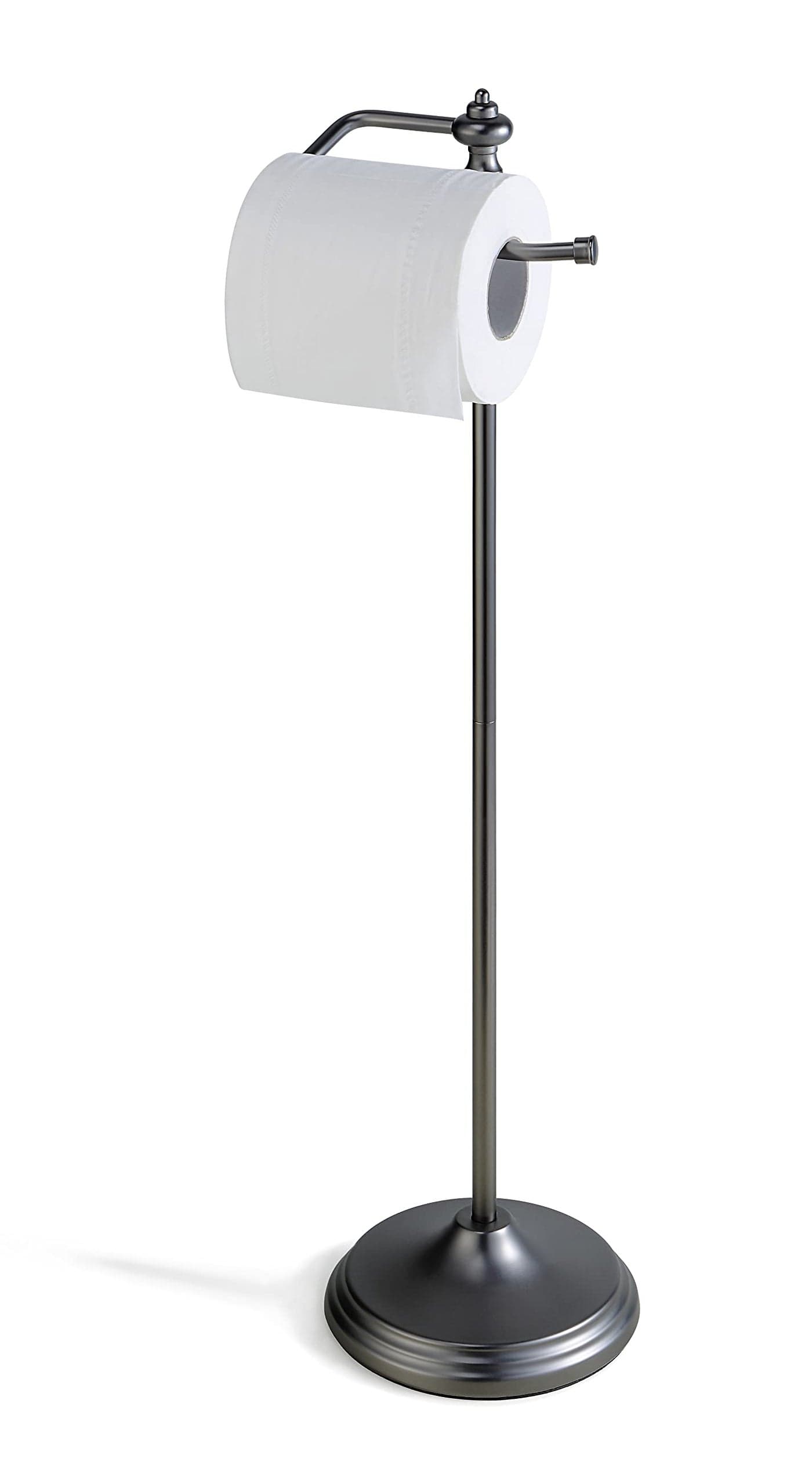SunnyPoint Bathroom Free Standing Toilet Tissue Paper Roll Holder Stand with Reserve Function Black Nickel