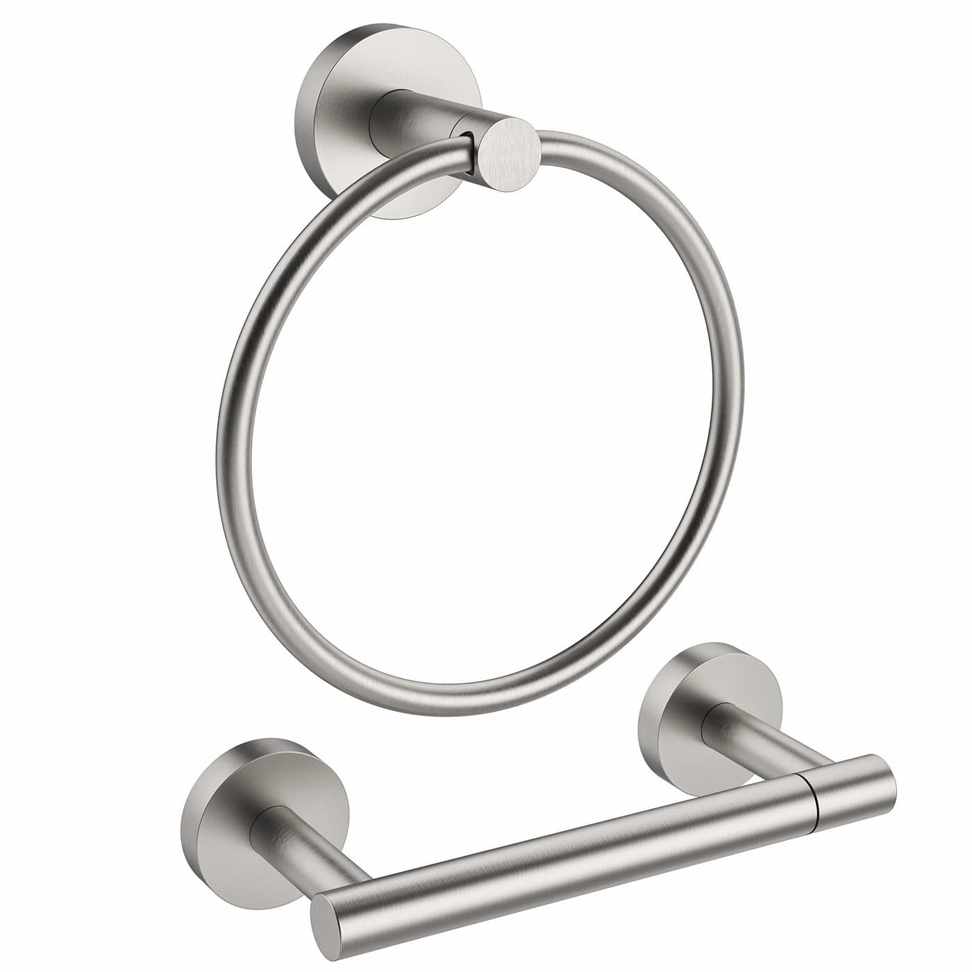 RARXTR Brushed Toilet Paper Holder Towel Ring SUS304 Stainless Steel 2pc Bathroom Hardware Set with Double Post Pivoting Toilet Paper Roll Holder Wall Mount Bathroom Towel Holder Set