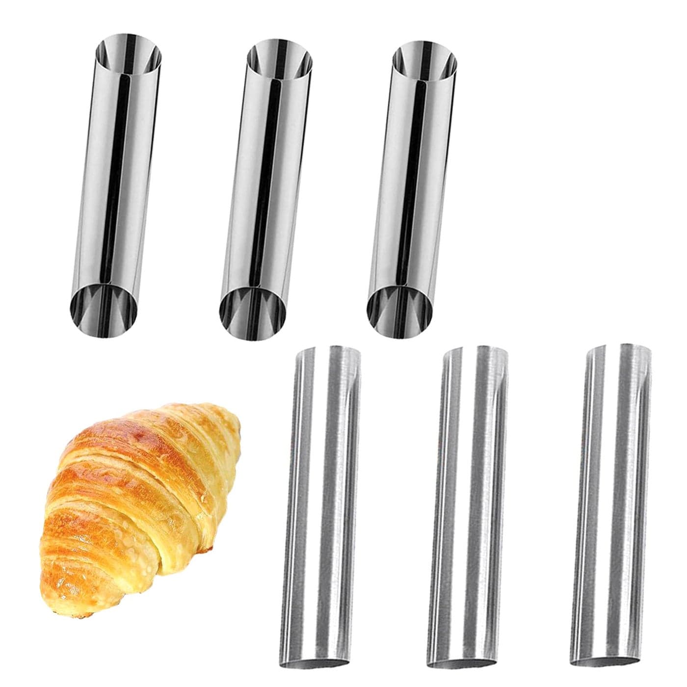 LiXiongBao 6 Pack Cannoli TubesStainless Steel Cannoli Baking MoldForms Cream Roll Horn Mold for Danish PastryCakeCroissant Shell