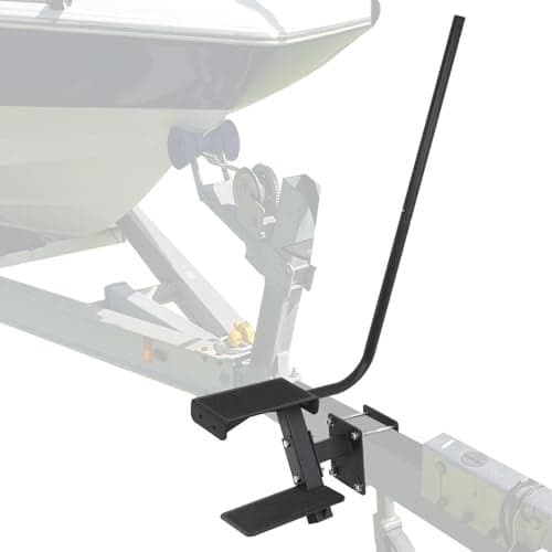 OUTPRIZE Boat Trailer Step, Heavy Duty Steel 2 Steps Ladder for Boat Trailer Tongue with Handrail, 450lbs Capacity, Black