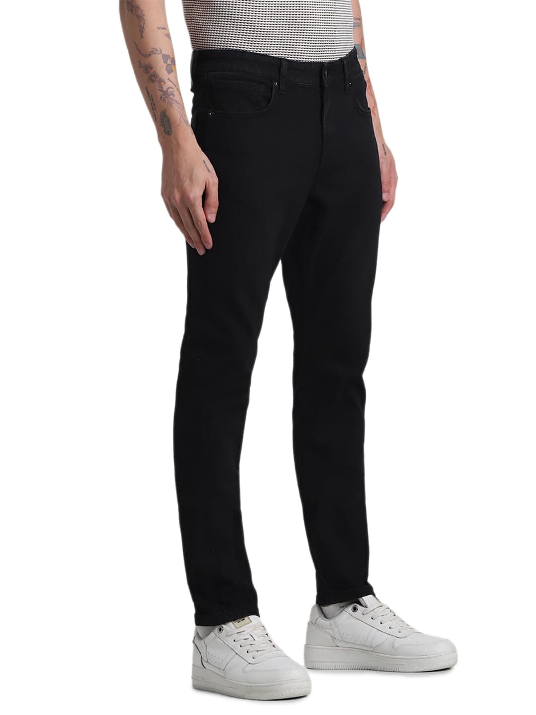 Jack & Jones Mens Black Glenn Slim fit Low Rise Jeans
