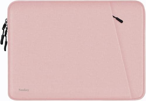 Laptop Sleeve Case, Shockproof Protective Computer Sleeve Cover with Accessories Pocket, Water Resistant Traveling Carrying Laptop Bag Compatible for 15.6 inch MacBook Dell HP Acer Lenovo, Pink