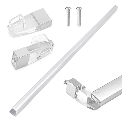 Glass Shower Door Towel Bar 25" Bright Chrome Compatible with Alumax Basco Sliding Shower Door Handle Replacement with Silver Transparent Brackets,Fits Framed Shower/Tub Enclosure Doors Up to 26" Wide