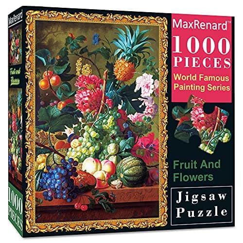 MaxRenard Oil Painting Jigsaw Puzzle 1000 Pieces for Adults Fruit and Flowers Fine Art Puzzle Home Wall Decoration Decompression Toy Gift