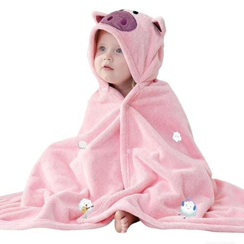IFaryMes Toddler Baby Bath Towel with Hood 275X55 Ultra Absorbent Soft Cozy Comfort Bathrobe Blanket 06 Years Infant Shower Towel for Girls BoysBlush