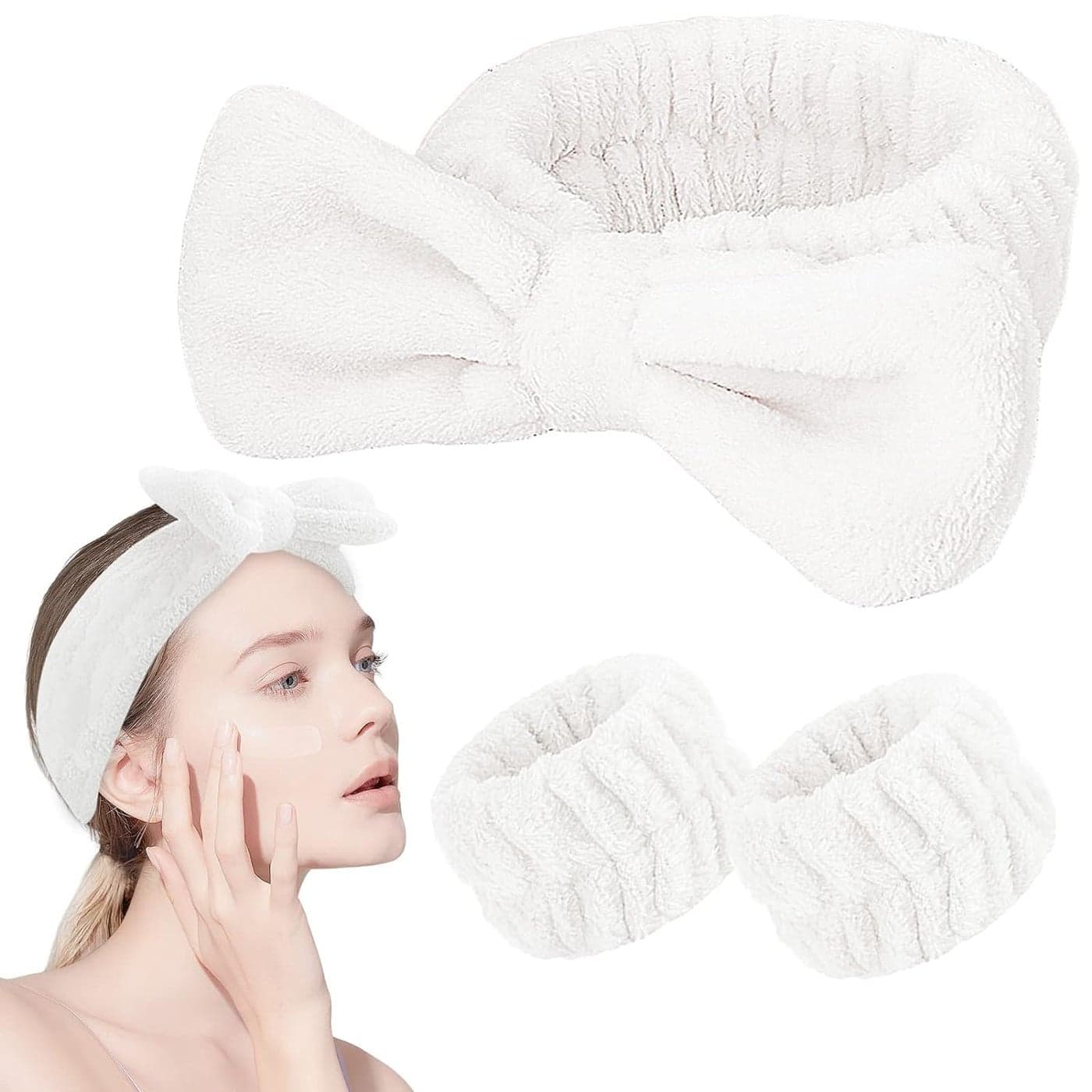 Wrixty Spa Headband Wrist Washband Scrunchies for Washing Face Towel Wristbands Hair Headband Face Wash Wristband for Women Girls Makeup Prevent Liquids from Spilling Down Your Arms Multi Color