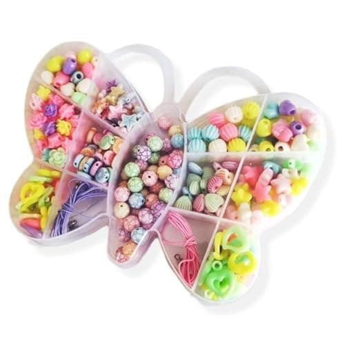 MONKEYTAIL Jewellery Making Butterfly Kit for Girls – Alphabet & Colorful Acrylic Beads | DIY Craft Kit for Bracelets, Necklaces, Keychains | Art & Craft Birthday Gift for Kids & Teens