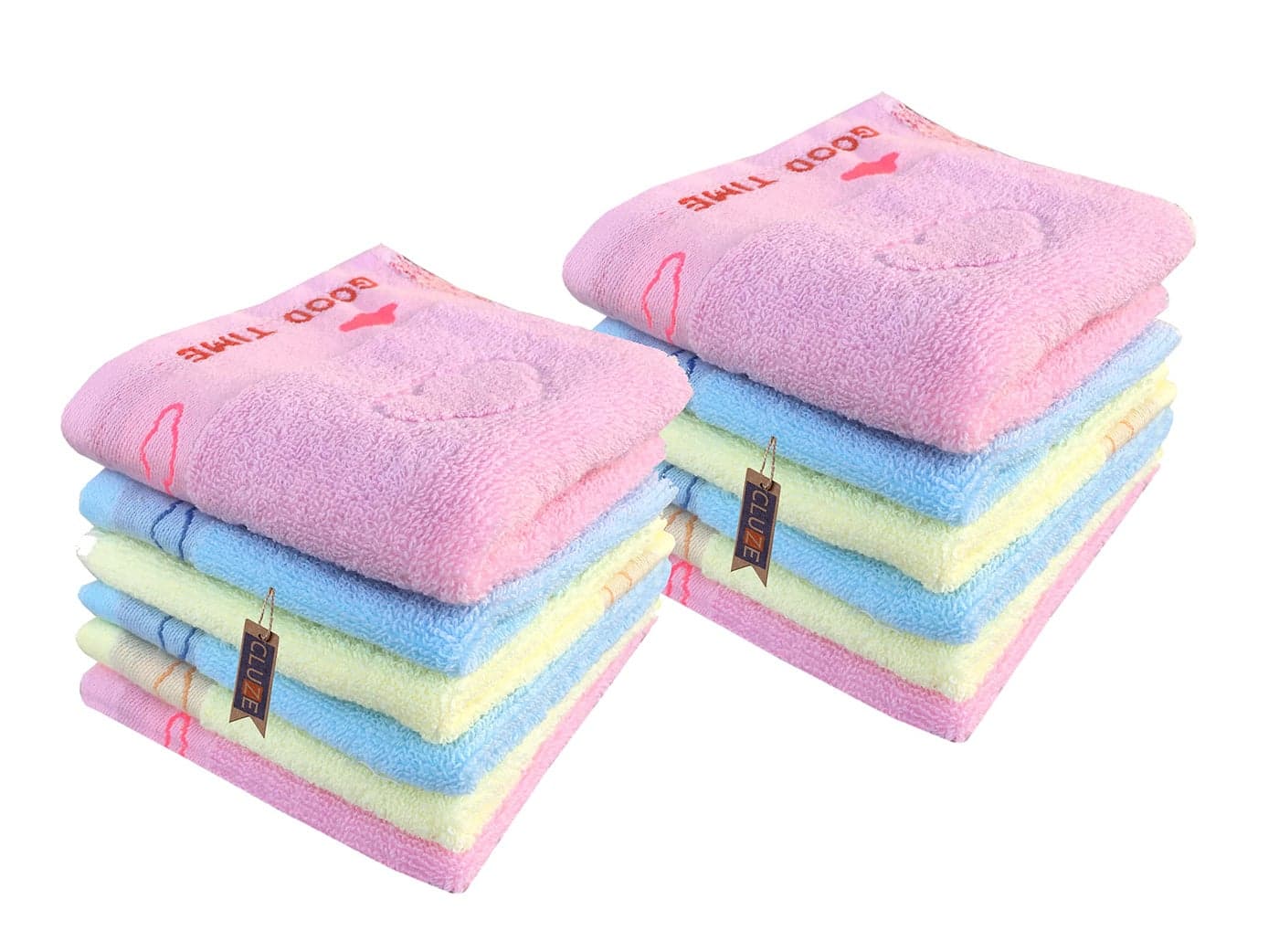 CLUZE Cotton Small Size Handkerchief/Rumal - 400 GSM Face Towels for Women's, Kids and Newborn Babies- (25x25 cm) - Multicolor (12)