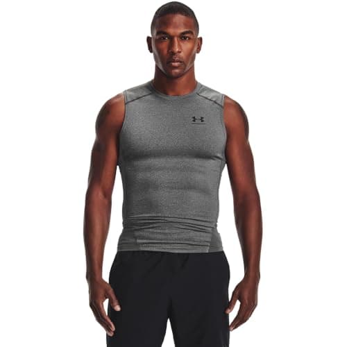 Under Armour Mens Armour HeatGear Compression Sleeveless T-Shirt, Carbon Heather (090)/Black, 3X-Large