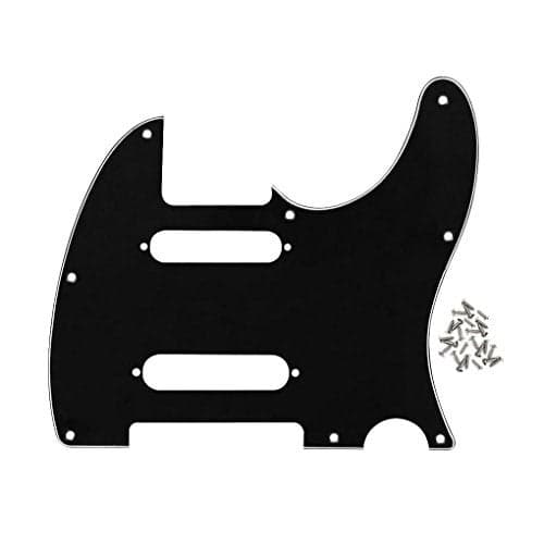 FLEOR 3Ply Black 8 Hole Guitar TL Pickguard Plate with Mounting Screws Fit TL Pickguard Replacement (2 Single Coil Pickup Holes)