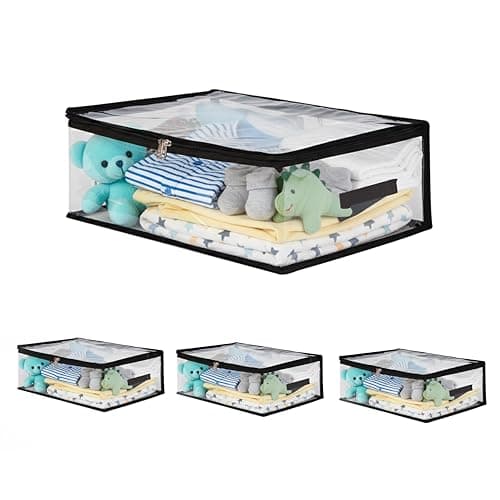 LIFESTICE Transparent Plastic Clothes Storage Bag(Pack of 4) |Clothes Organiser for Wardrobe | Saree Covers with zip |Saree Organizer for Wardrobe |Saree Bags Storage (PACK OF 4)18x12x6.5,inch