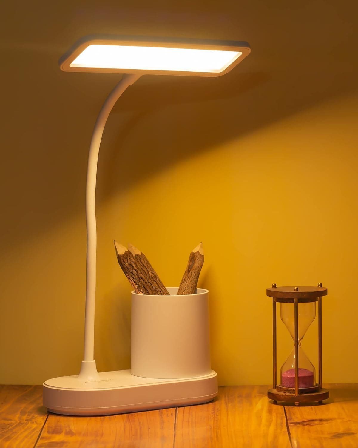 Gesto LED Study Lamp Rechargeable– Touch Control Table Lamp for Students with Flexible Neck| 3 Color Changing USB Desk Light for Study Table,Reading,Home,Office| Night Light with Mobile & Pen Holder