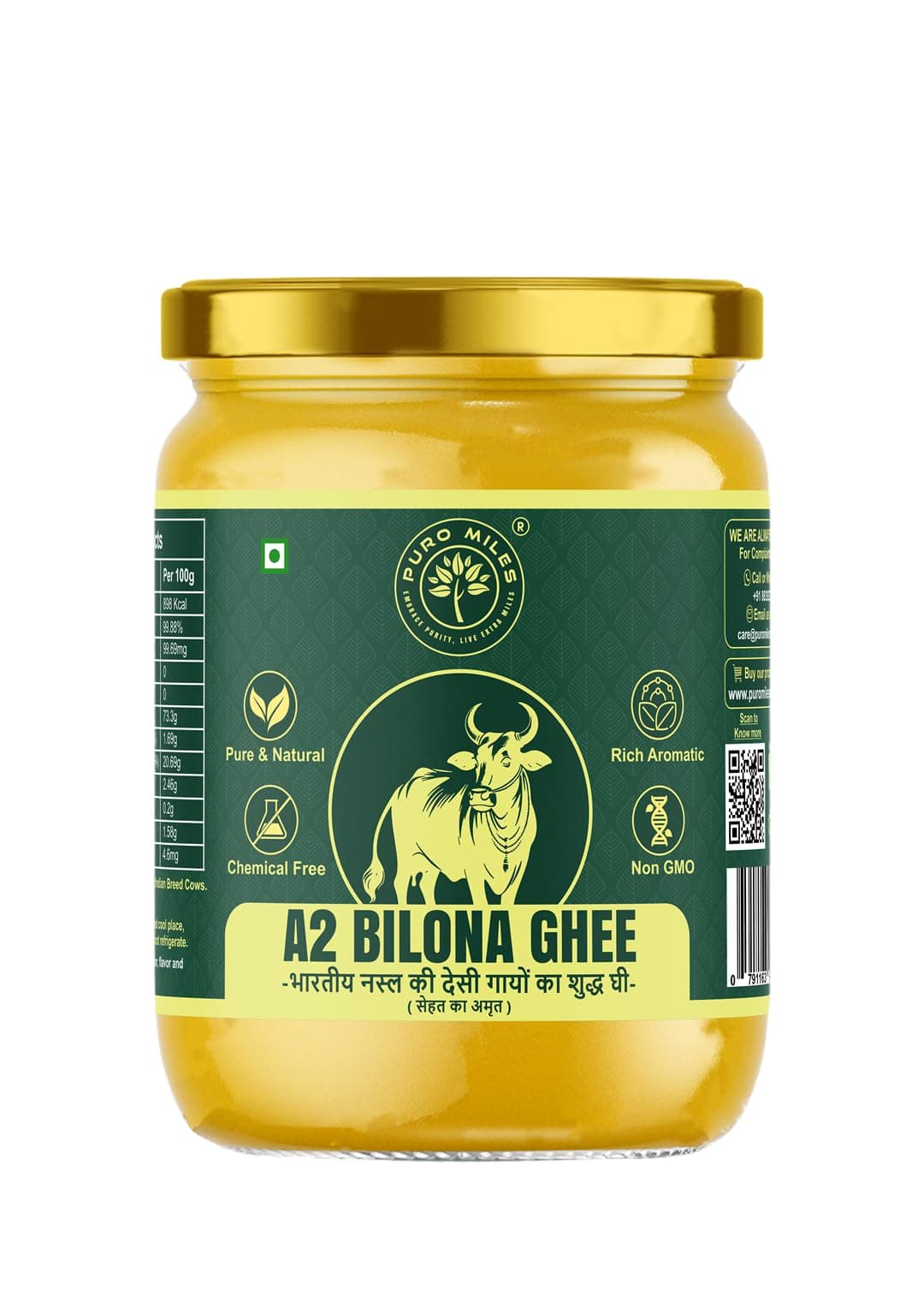 A2 Desi Bilona Cow Ghee - Pure Fresh Premium Tuppa from A2 Desi Cows | Organic Ghrut Natural Curd Churned Nei | Non-GMO | Forest Herbs Fed & Grass-Fed | Enhance Immunity Stamina and Heart Health