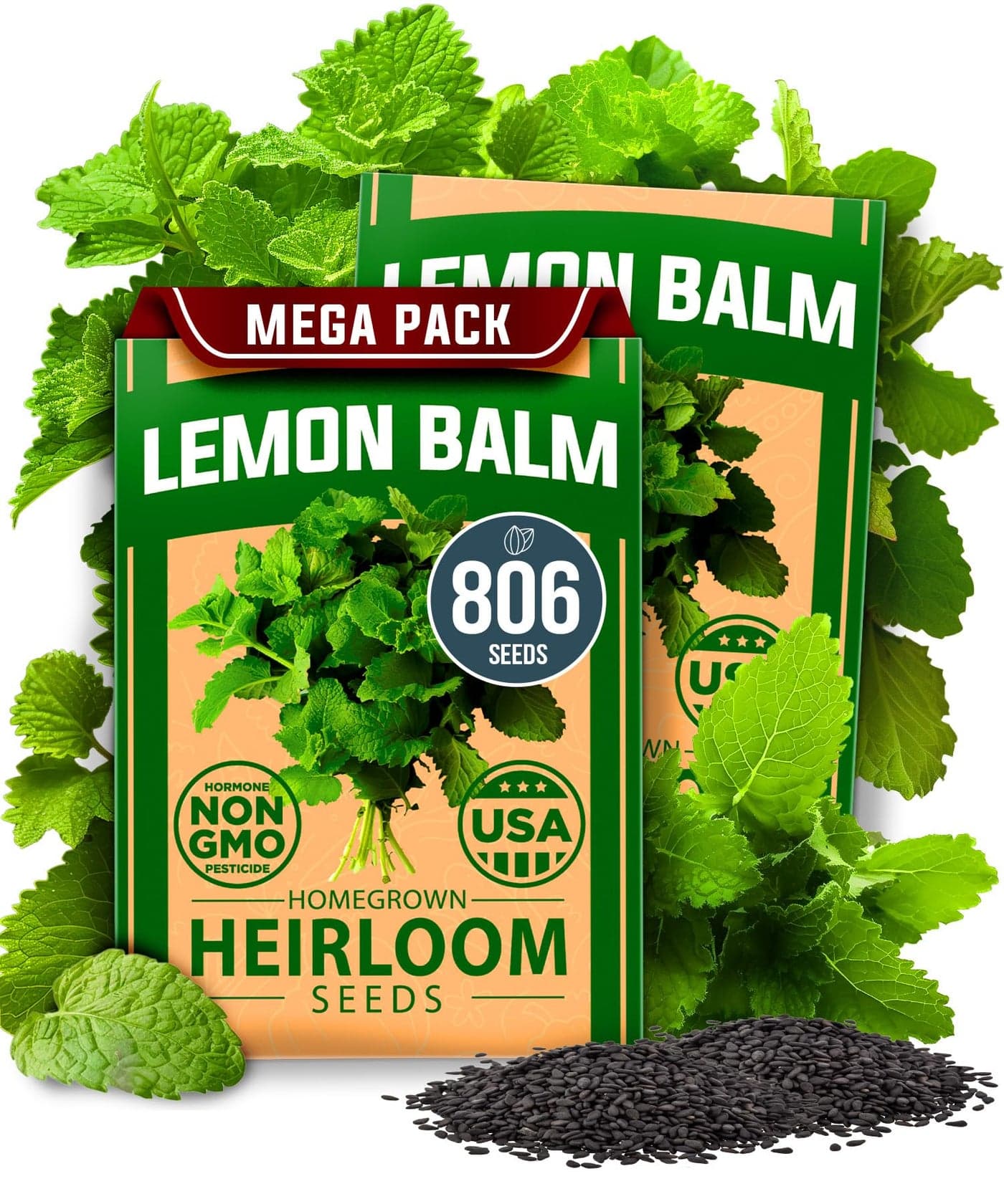 HOME GROWN Lemon Balm Seeds– 806 Non GMO Heirloom Seeds for Planting – Melissa officinalis Herb for Tea, Garden, Indoor or Outdoor Growing–Plant for Pots, Beds & Hydroponics(Melissa officinalis)