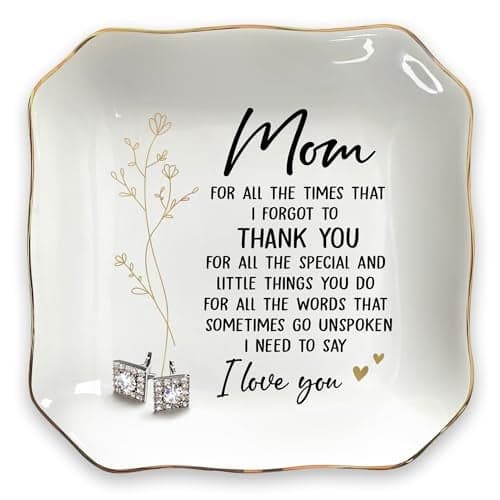 OASSIE Christmas Birthday Gifts for Mom - 4"x4" Ceramic Jewelry Dish Tray - Thank You Mom Birthday Gifts from Daughter Son, Mama Gift for Mother in Law, Appreciation Trinket Dish for Rings Earrings