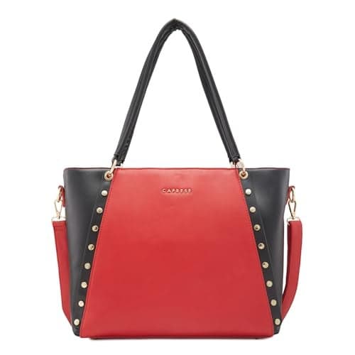 Caprese Shelby Tote Bag, Large | Stylish Handbag for Women with 17" Laptop Compartment | Detachable Sling Strap & Top Zip Closure| Perfect for Office & Daily Use (Red)