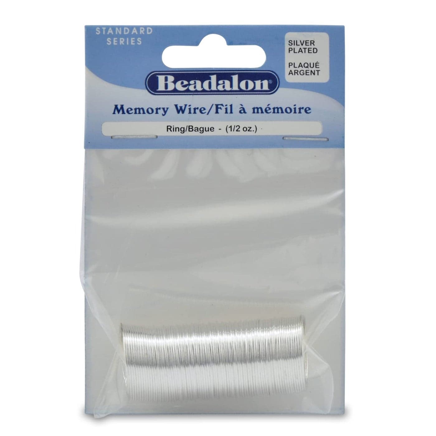 Beadalon Carbon Steel Memory Wire Round Ring Silver Plated 05 oz Approx 99 coils