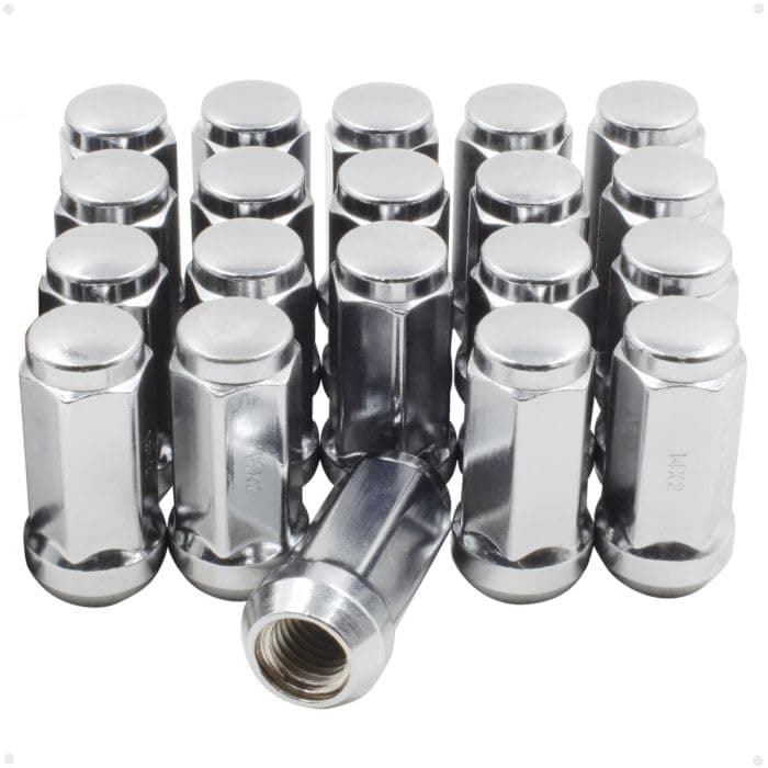 Wheel Accessories Parts 20 Pcs M14 x 2 14 x 2 Thread Bulge Acorn 190 Long Lug Nuts Chrome 34 19mm Hex Fits 200003 Ford F150 200002 Expedition Lincoln Navigator