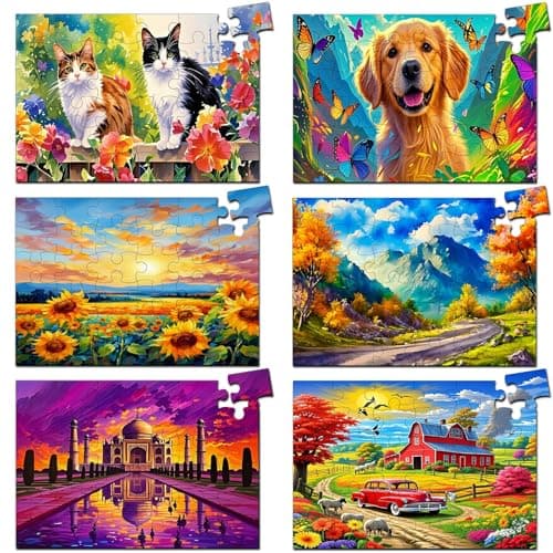 6 Pack 36Piece Large Jigsaw Puzzles Easy Dementia Alzheimer Products Dementia Activities Memory Training Game for Alzheimers Patients in Nursing Home Gift Style 2