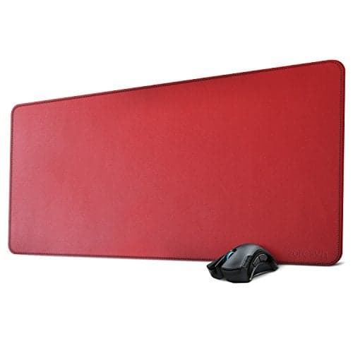 ZORESYN XL Large Mouse Pads (35.4"x15.8") - PU Leather Large Gaming Mousepad Desk Mat - Nonslip Base and Waterproof Desktop Keyboard Extended Mouse Mat (Red, X-Large)