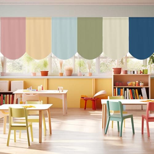 SmoothNovelty 6 Pcs School Classroom Curtains Back to Classroom Colorful Curtains for Kindergarten Daycare Primary Bedroom Playroom Room Decor (Boho)