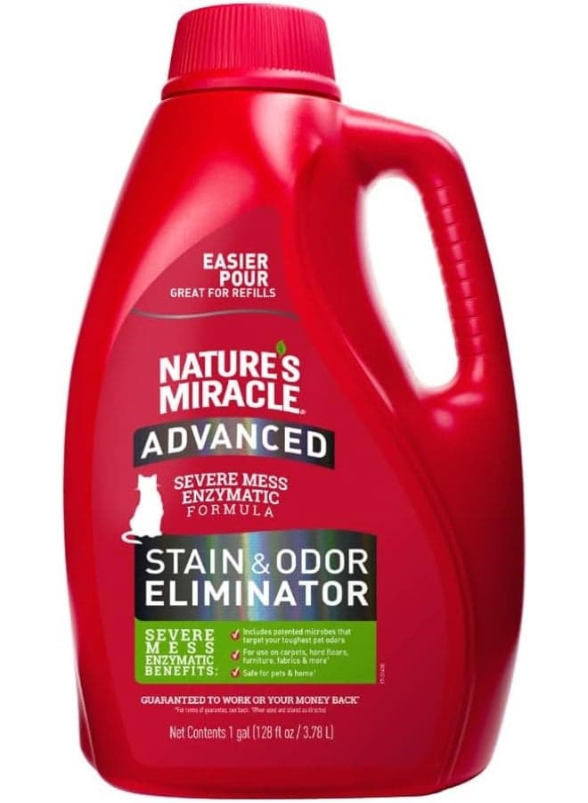 Nature’s Miracle® Advanced Stain & Odor Eliminator, 128 fl oz, Fresh Scent, Severe Mess Enzymatic Formula for Tough Pet Messes
