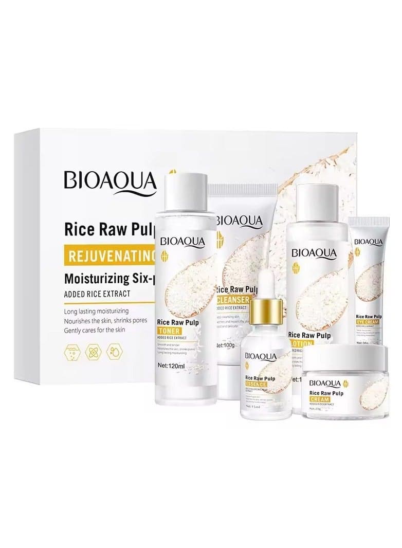 Bioaqua Rice Puree Essence Shrink Pore Cleansing Foam Oil Control Moisturizing Facial Skin Care 6-Pack