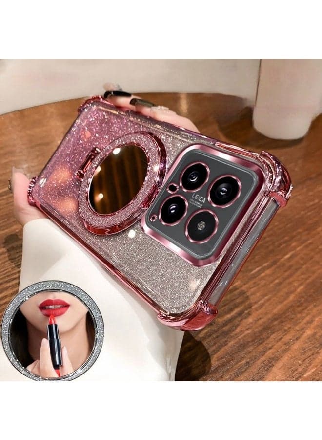Magnetic Glitter Case for Xiaomi 15T Pro 5G,Sparkly Stand,Makeup Mirror,Gradient Xiao mi 15 T Pro Cover
