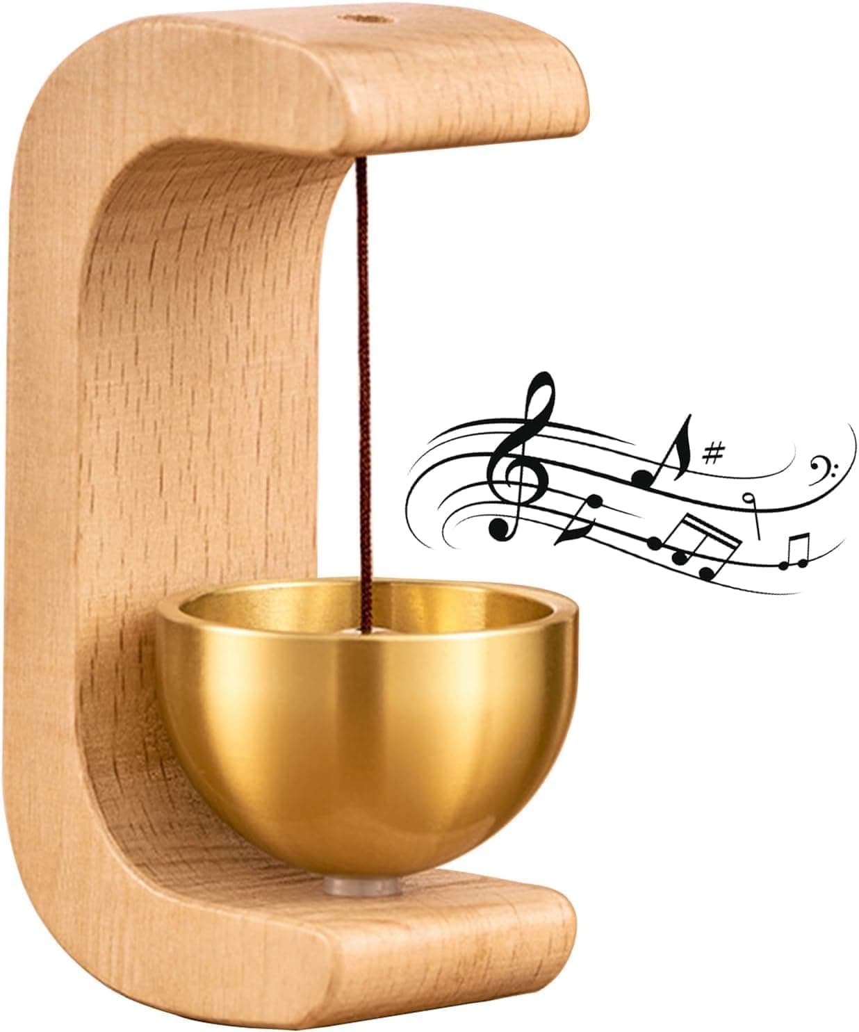 Sajani Beech Wooden Door Chime With Brass Bell, Dopamine Door Bell For Home, Self-Adhesive Magnetic Doorbell, Serene Acoustic For Home & Shop, Ideal Housewarming Gift (Wood Doorbell)