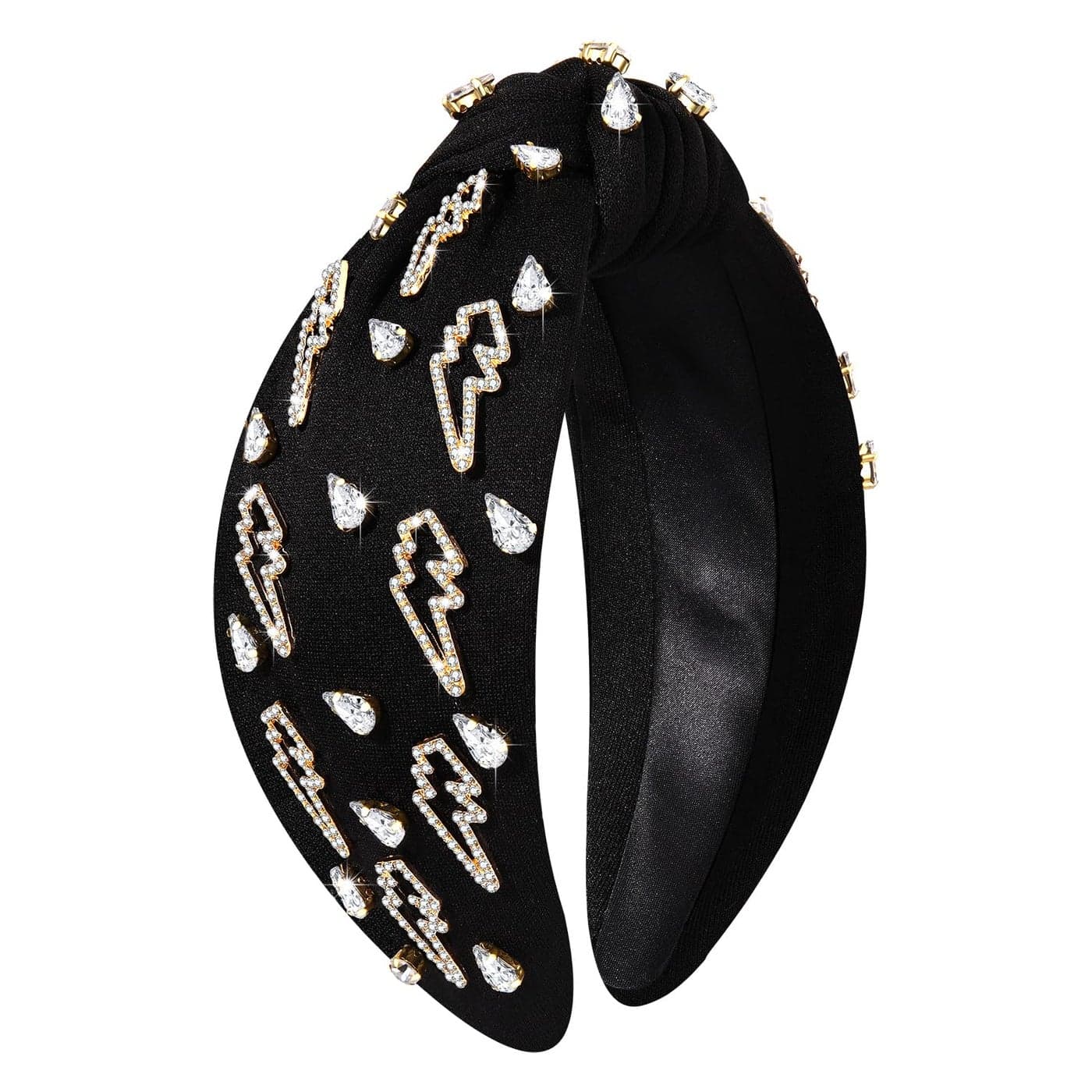 YAHPERN Lightning Bolt Headbands for Women Halloween Headbands Embellished Rhinestone Crystal Knotted Headbands Halloween Outfits Accessories Party Favors Gifts