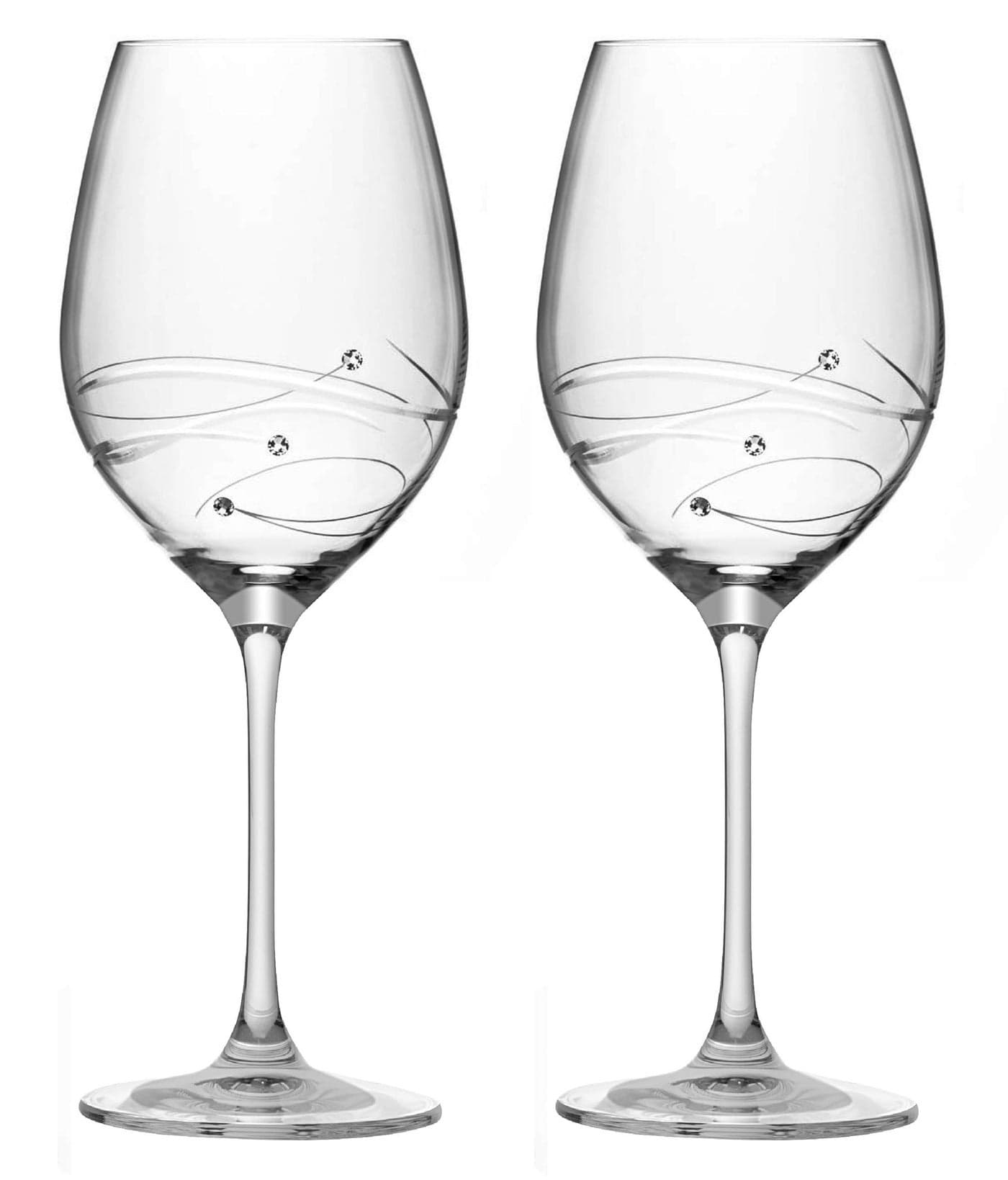 Barski Handmade Glass Sparkle Red Wine Glass Decorated with Beautiful Diamonds 16 oz Made in Europe Set of 2