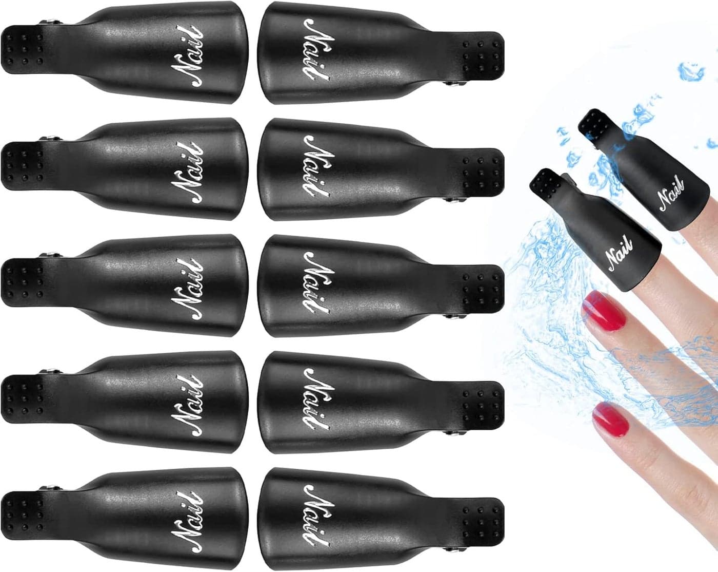 Nail Clips Acrylic Nail Remover 10 Pcs Nail Polish Remover Clips Nails Art Gel Cap Soak Off Clip UV Gel Shellac Varnish Manicure Acrylic Nails Wrap Tool Black