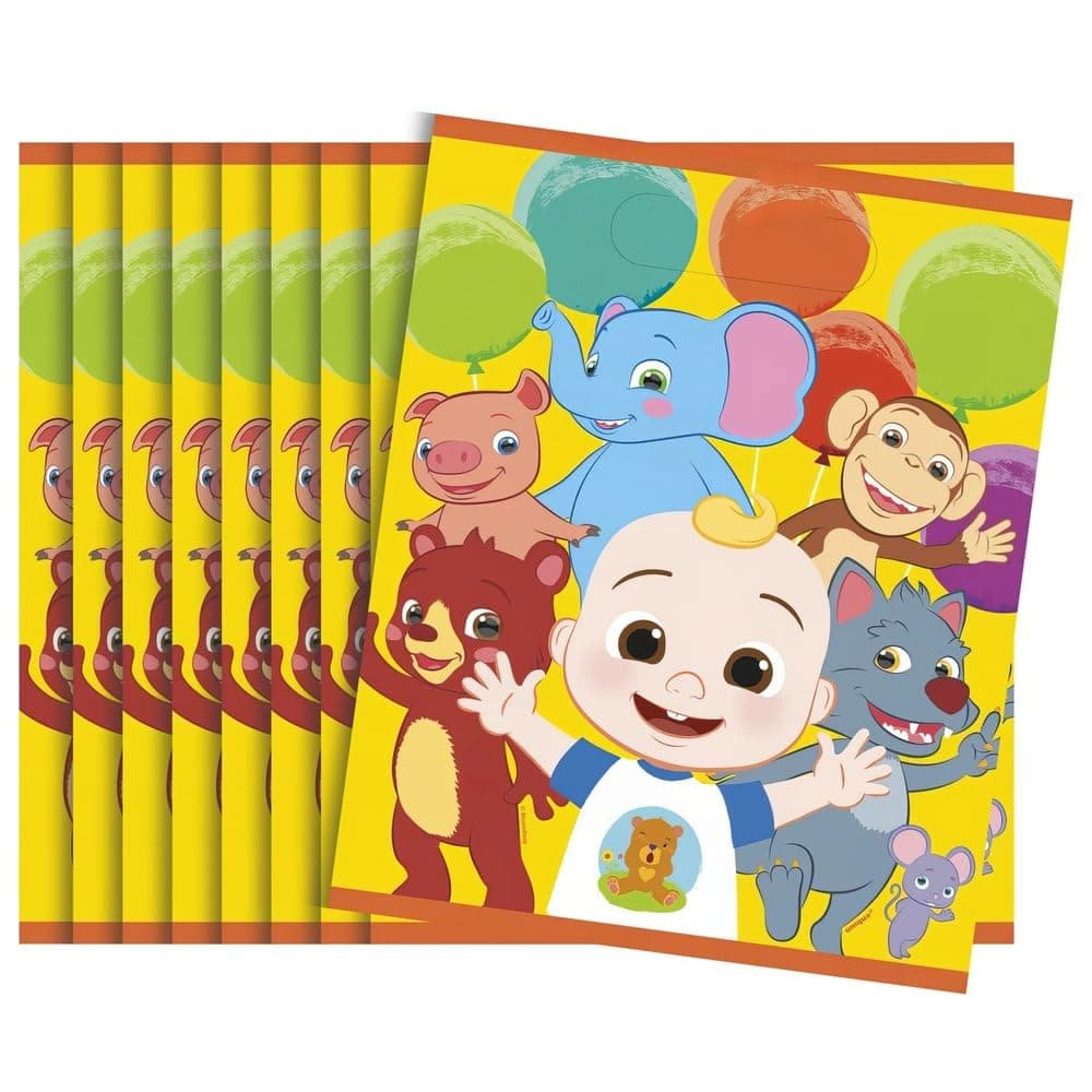 Cocomelon Plastic Loot Bags Sturdy Vibrant Fun Design Party Supplies Perfect For Kids Birthday Party Themed Celebration Pack Of 8
